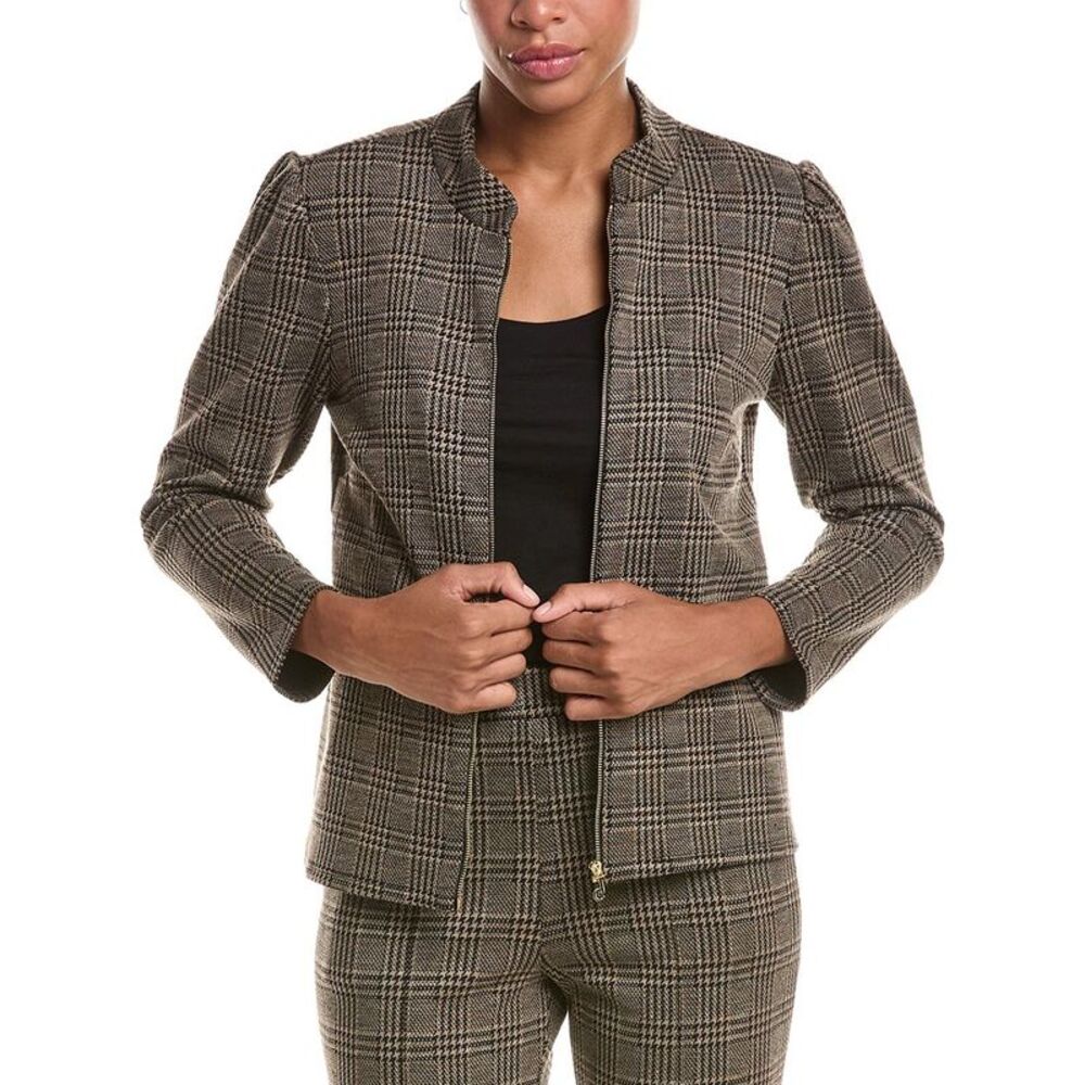 Jude Connally Womens  Marley Textured Plaid Jacket, Brown
